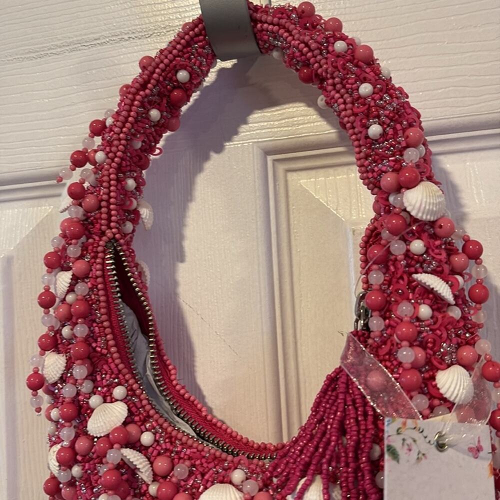 BNWT Viral Handmade Beaded Boho Bag with Shell Embellishments – Made in India - Picture 4 of 9